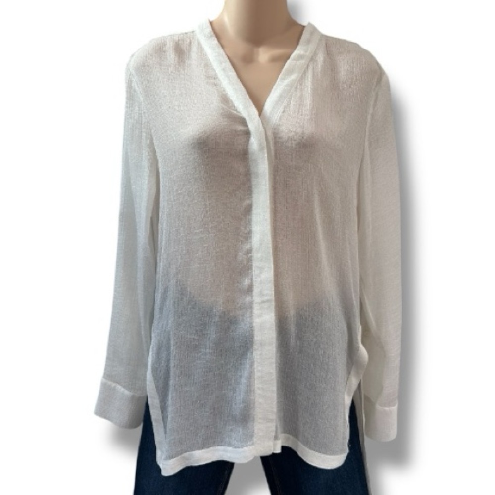 Helmut Lang Oversized Sheer White Capsule Wardrobe Blouse sz S - Picture 2 of 9